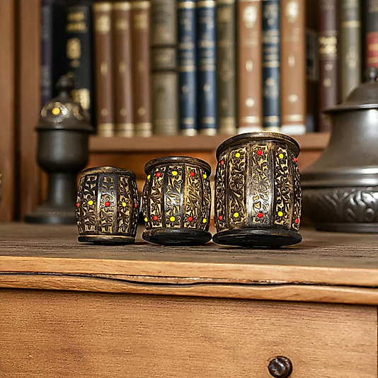 FREFLY OTANTİK Dekoratif Osmanlı Hakiki ceviz eskitmeli 3 lü Fıcı kumbara