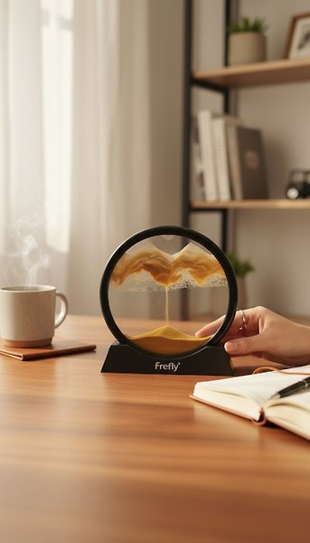 FREFLY Dekoratif 7’inç - 18 Cm Kum Çöl Temalı Şık 3d Hareketli Kum Saati - 7 Inç