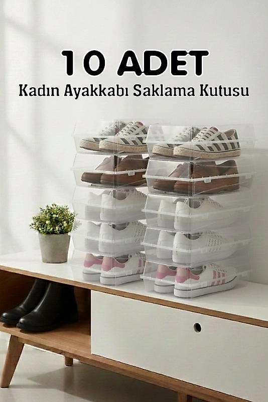FREFLY 10 Adet Bayan Ayakkabı Saklama Kutusu - Şeffaf Ayakkabı Kabı Seyahat Için Uygundur Tr Plastik
