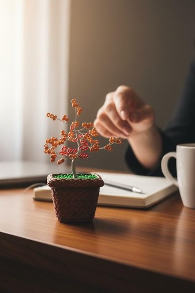 14 şubata özel bir hediye Minik boncuklardan yapılan ve estetiğini