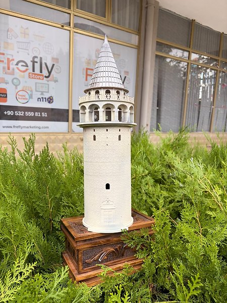 FREFLY Galata Kulesi 50X14 3d De yapılmış Boyanmış Aydınlatmalı Dekoratif Obje Ev ve Ofis