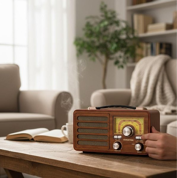 Kahverengi Nostaljik Bluetooth ve USB Mp3 Radyo Müzik Kutusu, Sd Kart Desteği