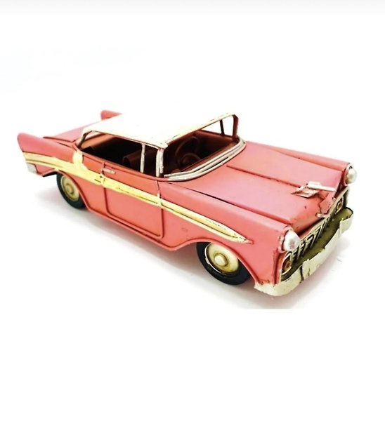 Nostaljik Dekoratif Metal Araba Pembe Chevrolet