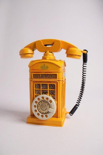 Dekoratif Metal Ahizeli Telefon Kumbara Sarı Nostaljik