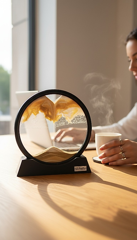 FREFLY Dekoratif 7’inç - 18 Cm Kum Çöl Temalı Şık 3d Hareketli Kum Saati - 7 Inç