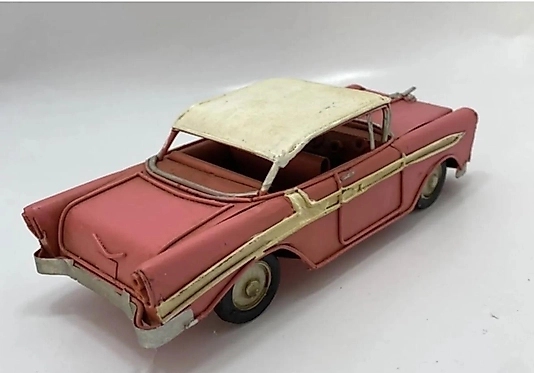 Nostaljik Dekoratif Metal Araba Pembe Chevrolet