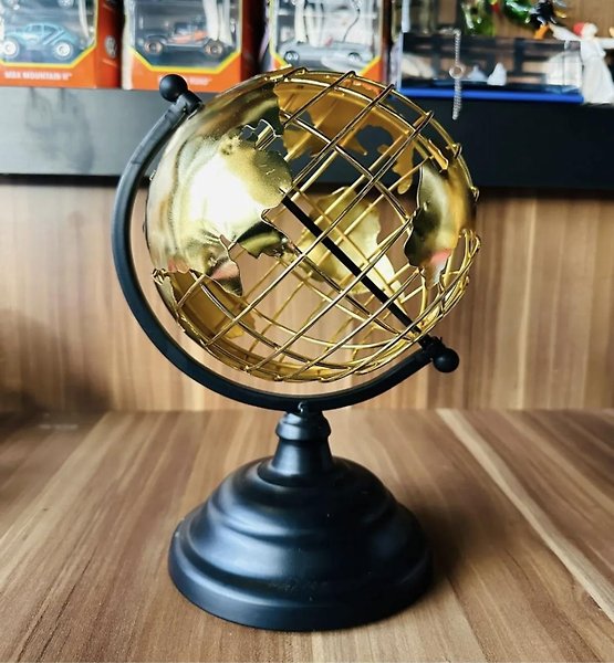 Dünya Küresi Siyah Gold Metal Yeni is Hediyesi Ev Ofis Dekorasyon