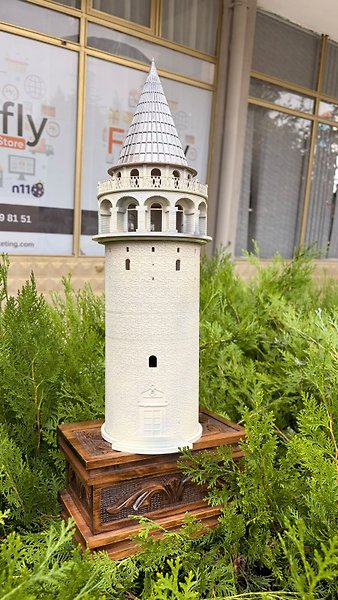FREFLY Galata Kulesi 50X14 3d De yapılmış Boyanmış Aydınlatmalı Dekoratif Obje Ev ve Ofis