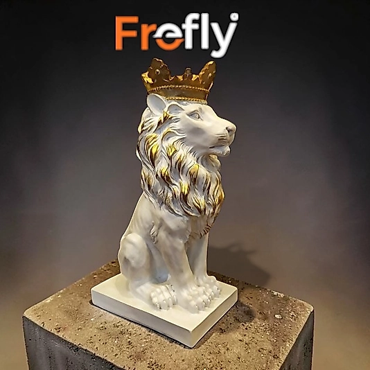 Gold Taçlı Aslan Kral Heykeli 35x16 cm Hediyelik Eşya