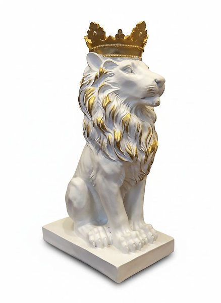 Gold Taçlı Aslan Kral Heykeli 35x16 cm Hediyelik Eşya