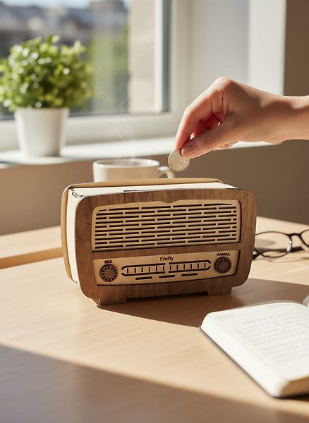 ESKİ RADYO GÖRÜNÜMLÜ KUMBARA TİPBOX