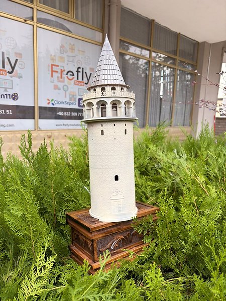 FREFLY Galata Kulesi 50X14 3d De yapılmış Boyanmış Aydınlatmalı Dekoratif Obje Ev ve Ofis
