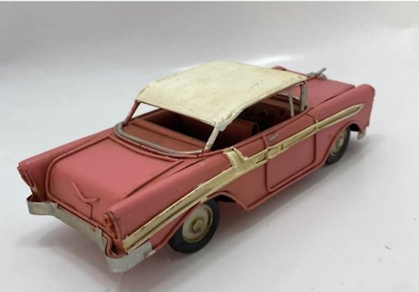 Nostaljik Dekoratif Metal Araba Pembe Chevrolet