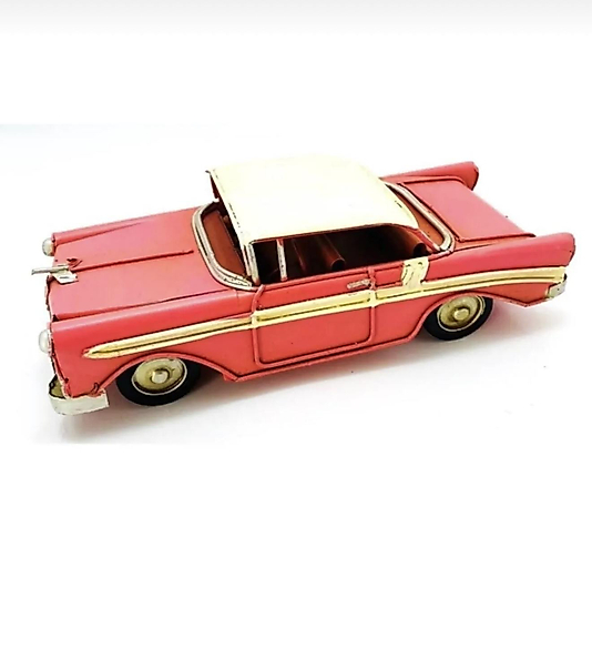 Nostaljik Dekoratif Metal Araba Pembe Chevrolet