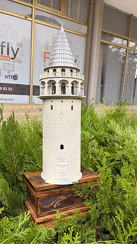 FREFLY Galata Kulesi 50X14 3d De yapılmış Boyanmış Aydınlatmalı Dekoratif Obje Ev ve Ofis