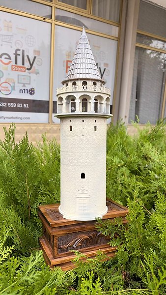 FREFLY Galata Kulesi 50X14 3d De yapılmış Boyanmış Aydınlatmalı Dekoratif Obje Ev ve Ofis