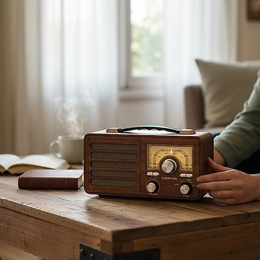 Kahverengi Nostaljik Bluetooth ve USB Mp3 Radyo Müzik Kutusu, Sd Kart Desteği