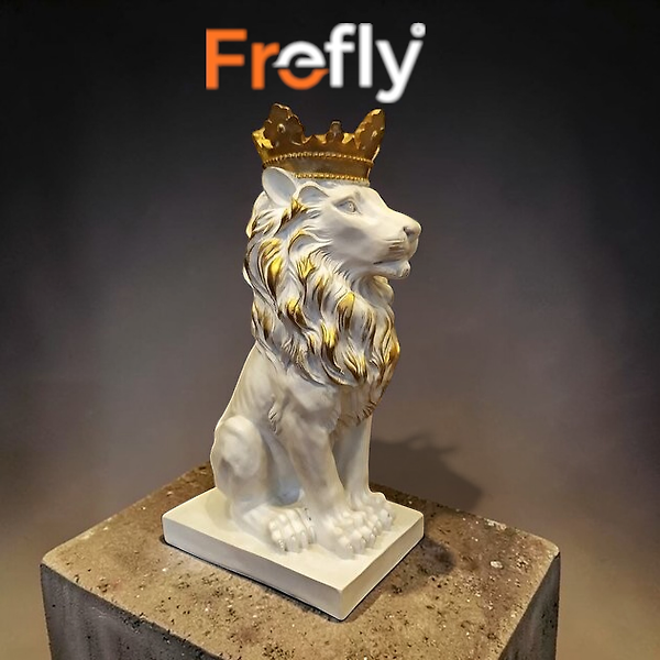 Gold Taçlı Aslan Kral Heykeli 35x16 cm Hediyelik Eşya