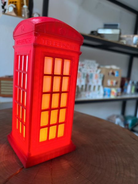 Londra Telefon Kulübesi Tasarımlı  19x8 cm Masa Lambası - Gece Lambası
