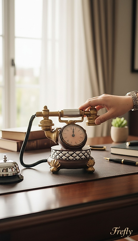 FREFLY Dekoratif Retro Telefon Tasarımlı Romen Rakamlı Masa Saati