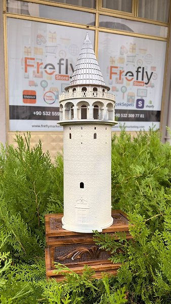 FREFLY Galata Kulesi 50X14 3d De yapılmış Boyanmış Aydınlatmalı Dekoratif Obje Ev ve Ofis