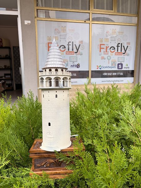 FREFLY Galata Kulesi 50X14 3d De yapılmış Boyanmış Aydınlatmalı Dekoratif Obje Ev ve Ofis