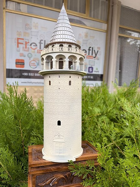 FREFLY Galata Kulesi 50X14 3d De yapılmış Boyanmış Aydınlatmalı Dekoratif Obje Ev ve Ofis