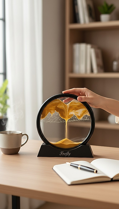 FREFLY Dekoratif 7’inç - 18 Cm Kum Çöl Temalı Şık 3d Hareketli Kum Saati - 7 Inç