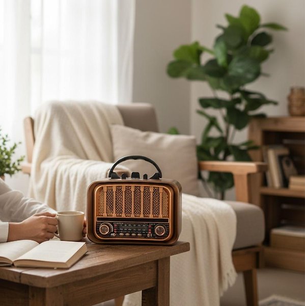 RT-676 Retro Görünümlü 3 Band Fm/am/sw Radyo, Bluetooth Hoparlör ve Fenerli