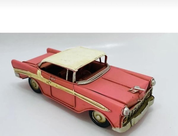 Nostaljik Dekoratif Metal Araba Pembe Chevrolet
