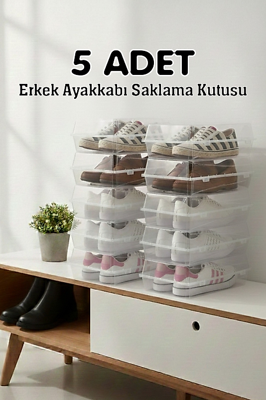 FREFLY 5 Adet Bayan Ayakkabı Saklama Kutusu - Şeffaf Ayakkabı Kabı Seyahat Için Uygundur Tr Plastik