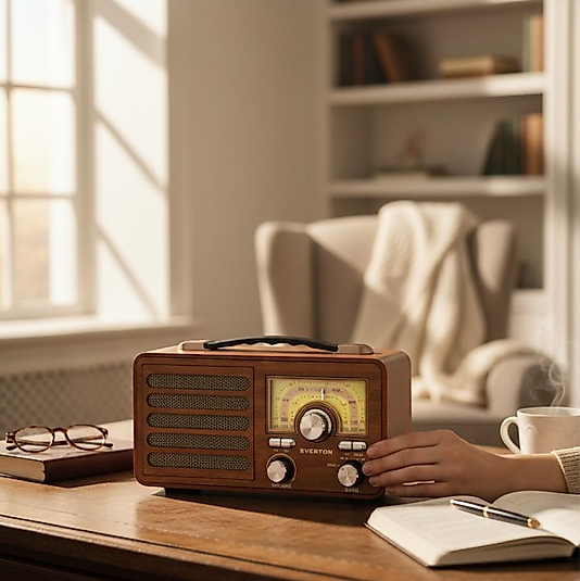 Kahverengi Nostaljik Bluetooth ve USB Mp3 Radyo Müzik Kutusu, Sd Kart Desteği