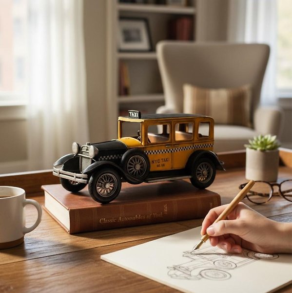 1931 Ford Window Coupe Taksi Metal El Yapımı Dekoratif Araba