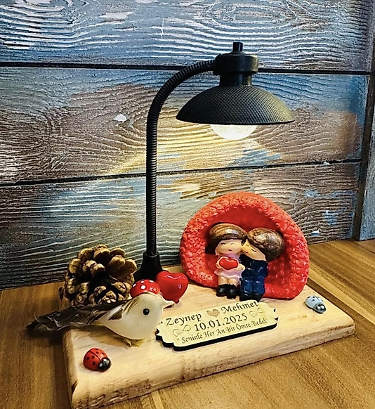 Evlilik Yildönümü Sevgililer Günü Hediyesi Sevgiliye Konsept Hediye Iki Ihtiyar Isikli El Yapimi