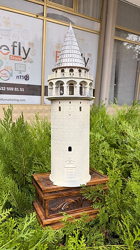 FREFLY Galata Kulesi 50X14 3d De yapılmış Boyanmış Aydınlatmalı Dekoratif Obje Ev ve Ofis