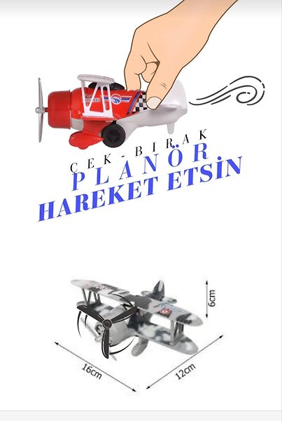 Metal alaşımlı, çek-bırak mekanizmalı (friction powered) planör/savaş uçakları