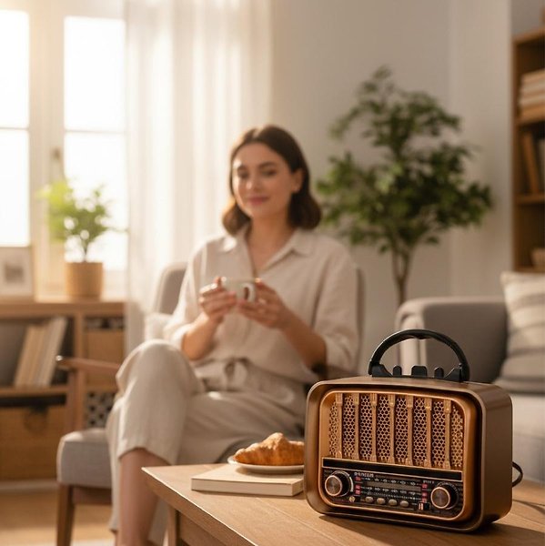 RT-676 Retro Görünümlü 3 Band Fm/am/sw Radyo, Bluetooth Hoparlör ve Fenerli