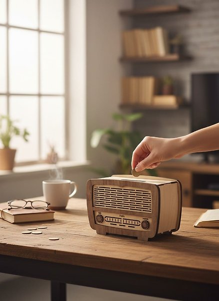 ESKİ RADYO GÖRÜNÜMLÜ KUMBARA TİPBOX